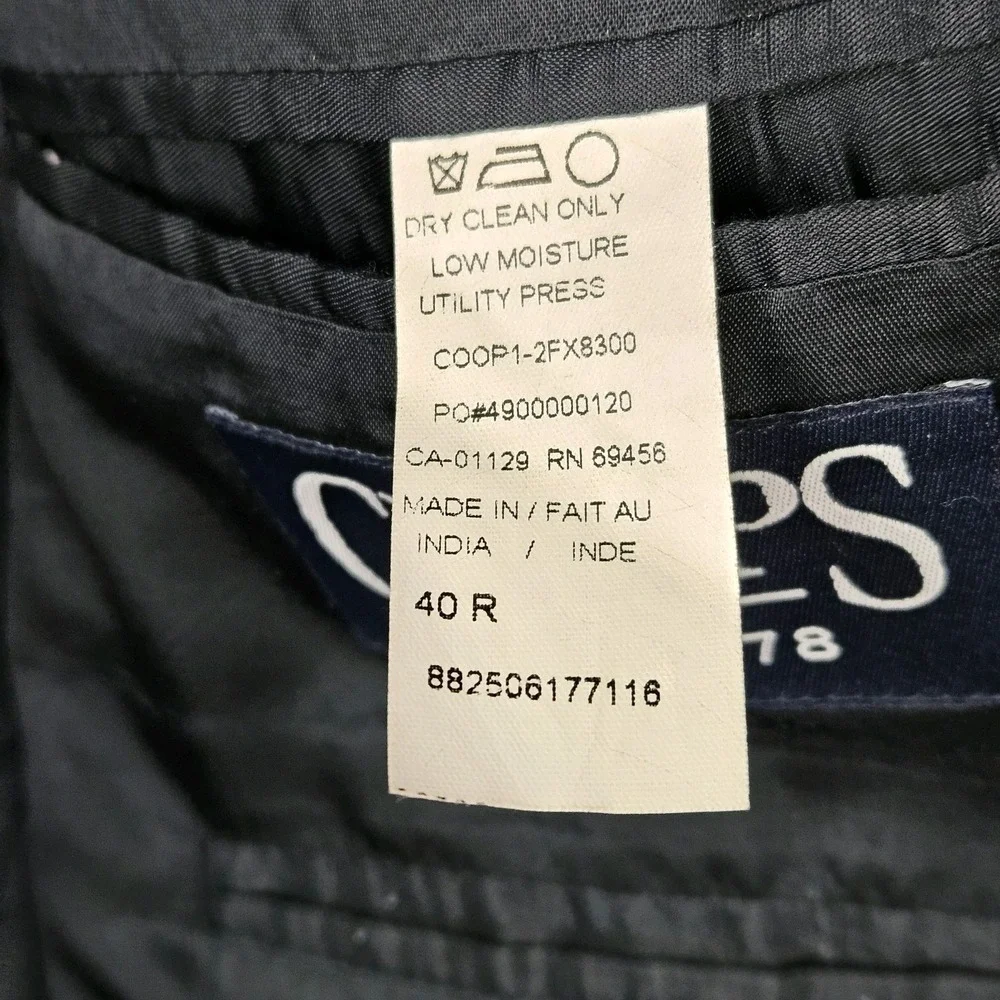 Chaps‎ Ralph Lauren 40R 100% Wool Navy Blue Gold Tone Two Button Lined  Blazer